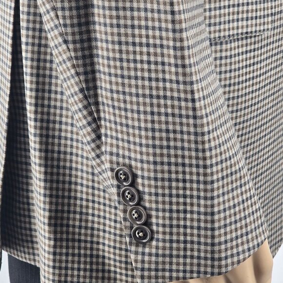 Ermenegildo Zegna Mens Checkered Wool Blazer 42L - Picture 3 of 12